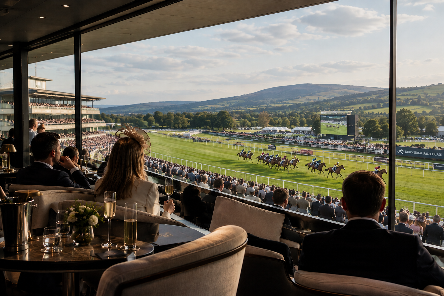 A view over the track from a hospitality suite on race day