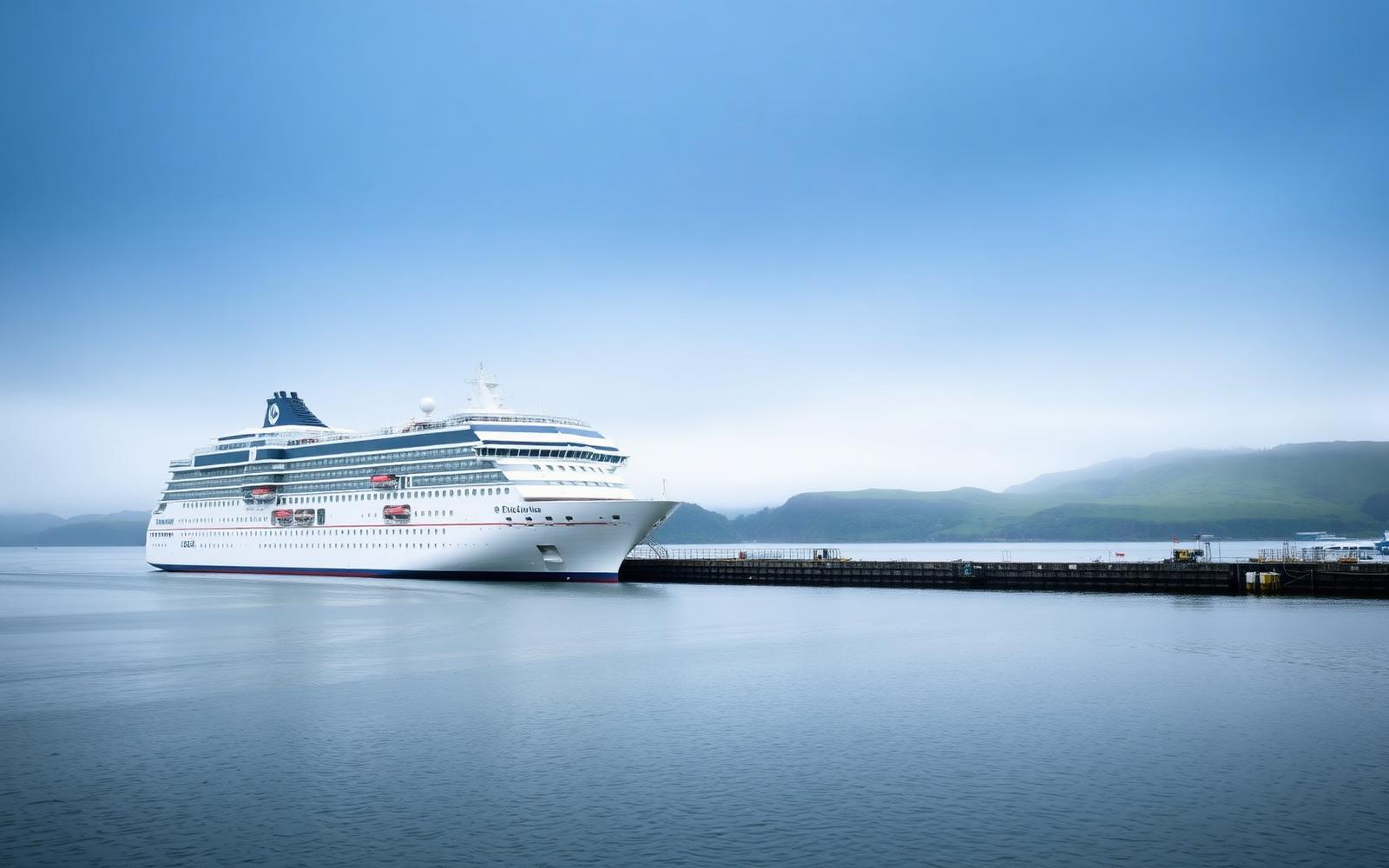 A cruise ship berthed in an Irish harbour